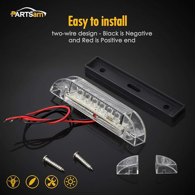 Partsam 4" Ultra-Thin-Line White 9 LED Utility Light Bar, Sealed Clear Lens Marine Boat Lights, Trailer Car RV Camper Car Pickup Dome Lighs, Marker Lights, Under Hood Lights