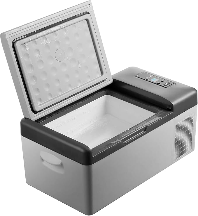 VEVOR 12 Volt Refrigerator 16 Qt, Gre,Portable Mini Car Fridge with -4℉-68℉ Cooling Range & App Control 12/24V DC & 110-240V AC Electric Compressor Cooler for Truck Vehicle RV Boat Outdoor & Home Use