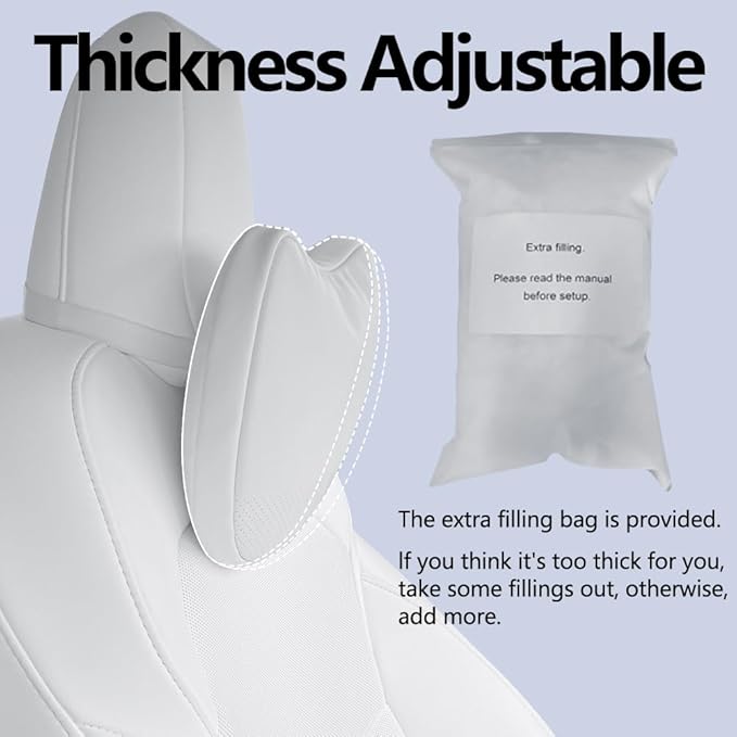 TESBEAUTY Nappa Leather Headrest Pillow 2 Packs for Tesla Neck Pillow Uniquely Designed for Tesla Model Y/3/S/X Tesla Car Neck Support Cushion for People Under 5'7" White