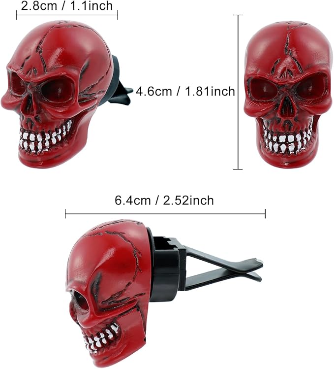 Skull Car Air Fresheners Cute Cool Funny Air Conditioning Vent Perfume Diffuser Decoration Interior Car Accessories 2 pcs