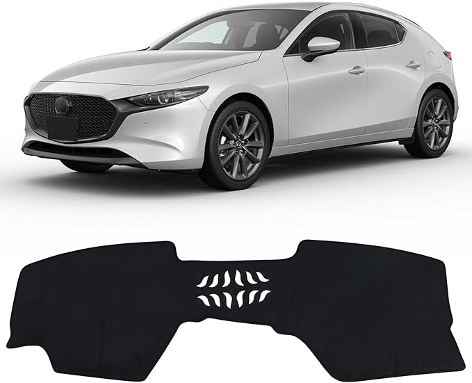 Dashboard Cover Mat for Mazda 3 2019-2023 2024 2025 Accessories (Without HUD) Black Flannel Material Anti-Slip Dash Cover Mat Sunshade Glare UV Rays Protector