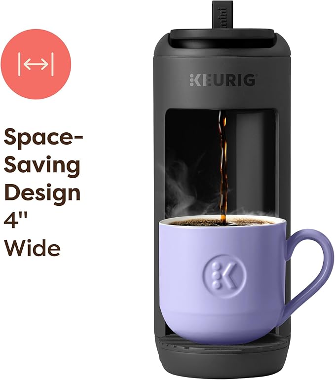 Keurig K-Mini Mate Single Serve K-Cup Pod Coffee Maker, Brews Up to 12 oz Cup, Compact Portable Coffee Machine for Small Spaces, Dorms & Offices, Black