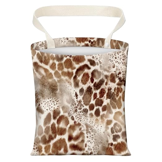 Cute Car Trash Can, Hanging Canvas Car Back Seat Organizer and Storage Bag, Funny Car Trash Bag For Travelling, Outdoor Cute Brown Leopard Pattern