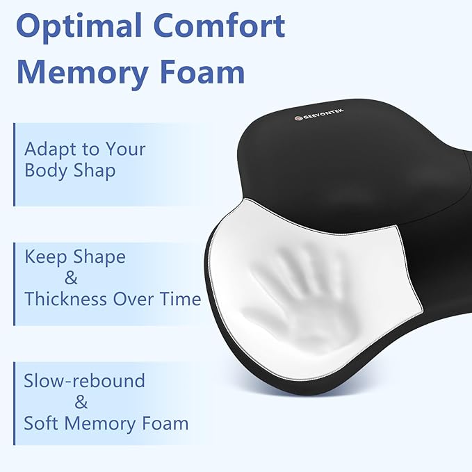 Car Lumbar Support Pillow and Neck Pillow kit for Back & Neck Pain Relief Ergonomic Memory Foam Car Seat Headrest & Lumbar Cushion with Adjustable Strap for Driving Seat/Office Chair Black