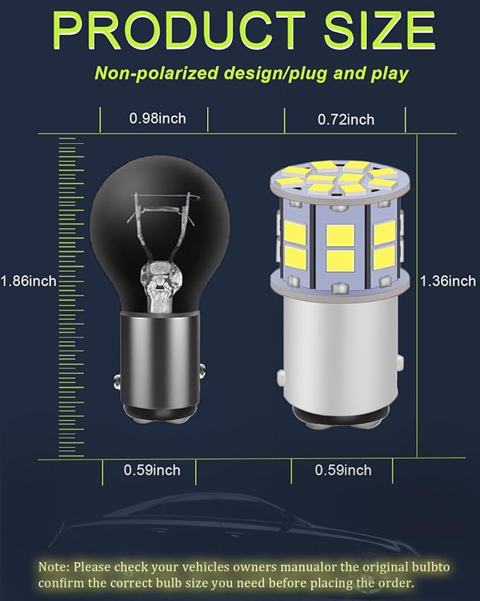 1157 LED Bulb White, Super Bright 2057 2357 7528 BAY15D LED Bulbs for Backup Reverse Lights, Brake Tail Lights, Parking Daytime Running Lights (Pack of 4)