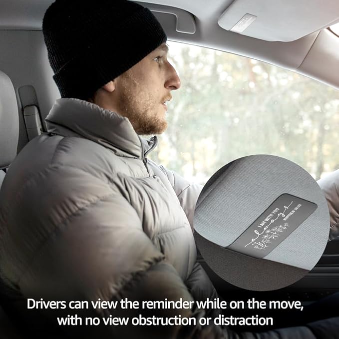 I Am with You Always Black Stainless Steel Car Visor Clip, Matthew 28:20 Sign Sun Visor Clip, Safe Driving Religious Gifts for New Drivers Friends Family Religious Lovers, Sweet 16 Gifts