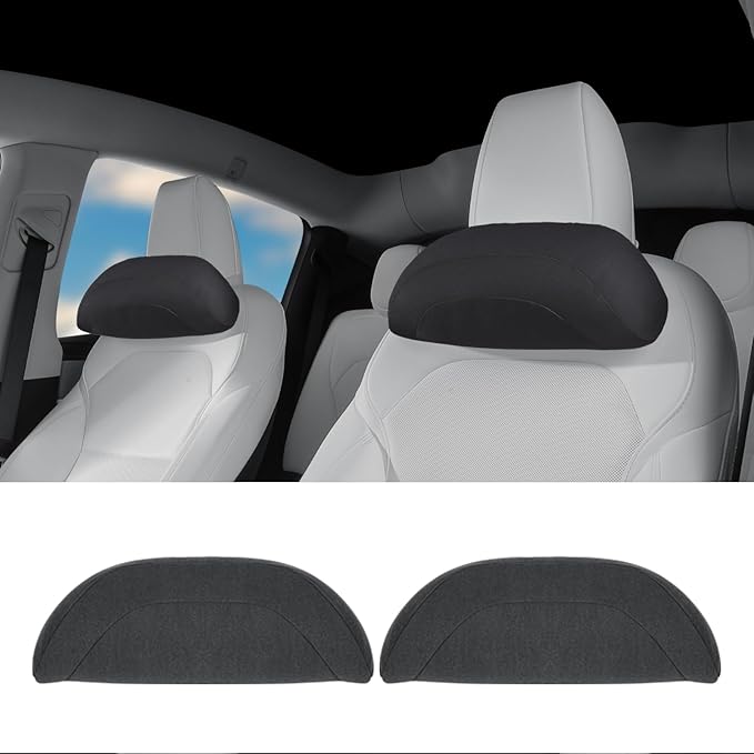 Soft car headrest for Model 3 Y S X Highland Juniper Accessories Complies with The Original OEM Factory Standards No Pressure no Odor Easy to Clean Pain Relief Car Neck Pillow 2pc Black