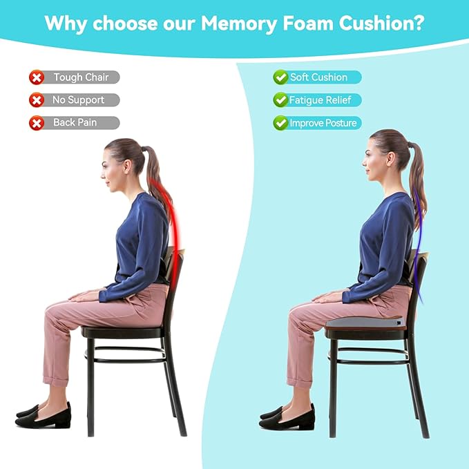 Seat Cushions for Office Chairs Wheelchair Cushion for Long Sitting Back Pain,Memory Foam Seat Car Computer Desk Chair Cushion,Coccyx Cushion for Tailbone Pain Relief Office Chair Butt Pillow Brown