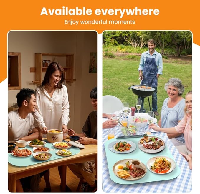 Electric Warming Tray with 3 Adjustable Temperature, Foldable Warming Mat for Food Features Full Surface Heating & Portable, Food Warmer for Buffet Party, Gatherings, Daily Use
