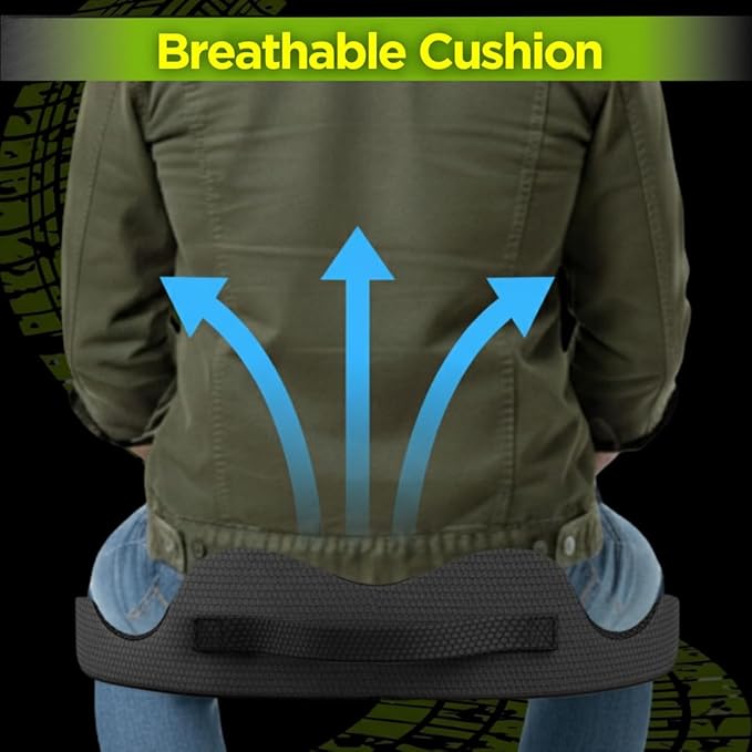 Large Truck Seat Cushion for Truck Driver Seat Cushion - Upgraded Back Support, CertiPUR-USยฎ Certified - Thick Memory Foam, Pain Relief for Hours of Driving, Trucker Approved Big Rig - Black