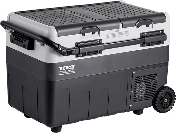 VEVOR Portable Car Refrigerator, 12 Volt Car Refrigerator Fridge, 50Liter(52.8qt) Dual Zone Portable Freezer, -4℉-68℉ Adjustable Temperature, Compressor Cooler for Home, Outdoor, Camping, RV, Car