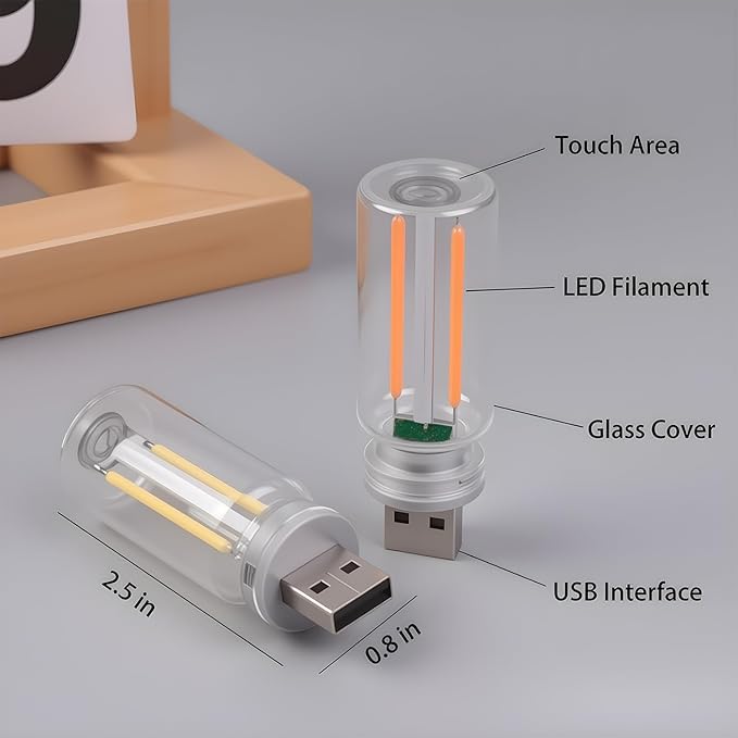 2PCS USB Lights for Car, Touch Dimmable Retro Car Lamp Interior LED Ambient Lighting, Portable Mini Glass Bottle LED Bulb Night Light for Vehicle Bedroom Hallway Camping Holiday Decoration (Pink)