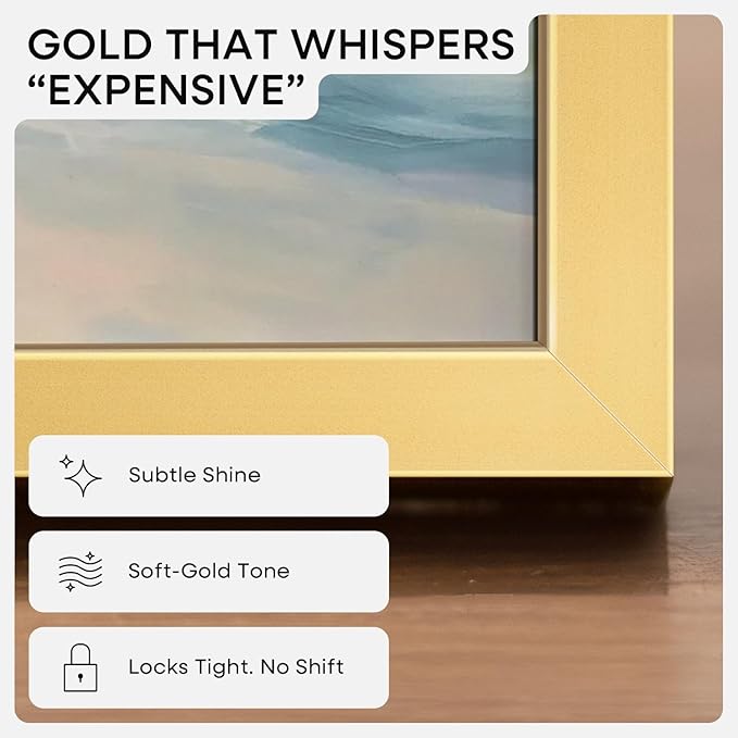Homeforia 20x24 Picture Frame Gold, High End Metal 24x20 Frames for Wall, 20x24 Gold Frame Matted to 16x20 Print, 20 x 24 Poster Large Frame with Mat 16 by 20 Photo, Tempered Glass, Wall Kit, Set of 3
