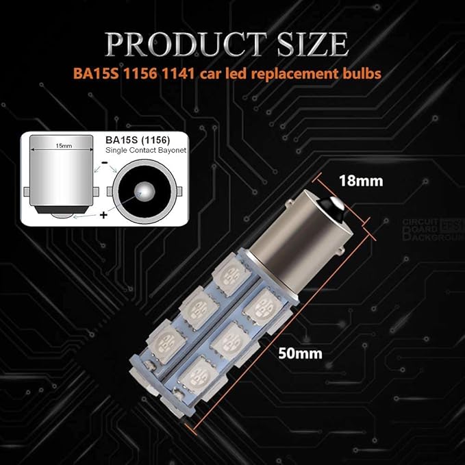 YM E-Bright Blue 1156 BA15S Led Bulb,1141 1073 7506 Base LED Replacement For RV Camper SUV MPV Car Turn Signal Bulb Tail/Corner light Backup Reverse Light 18SMD 5050Chips DC-12V, Pack of 4