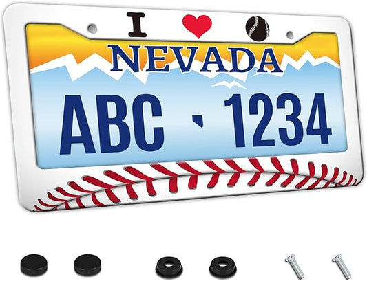 MIOAOSRT I Love Baseball License Plate Frame Baseball Sport License Plate Cover Car Tag Holder Metal License Plate Frame Fits Standard U.S.Vehicles 12x6 Inch