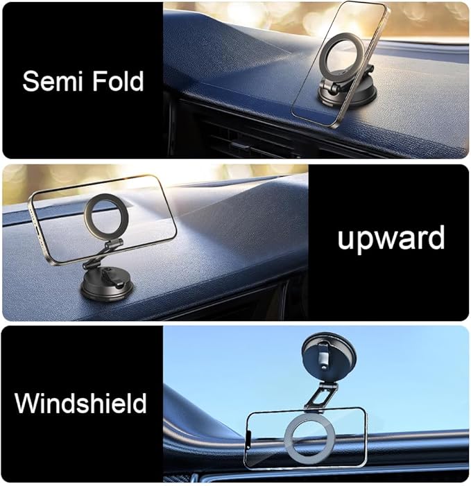 Magnetic Car Phone Mount,Dashboard Cell Phone Holder,Car Holder for iPhone,One-Hand Operation,360-Degree Adjustable (Phone Mount)