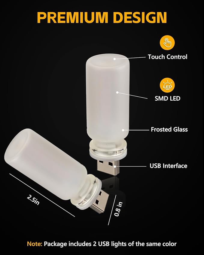 2PCS USB Lights for Car, Retro LED Car Interior Lamp Ambient Lighting, Universal USB Plug Lights for Cars, bedrooms, Camping, Parties, Frosted Glass Bottle Decorative Night Light, Bule Light