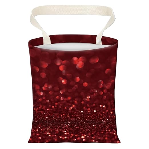 Cute Car Trash Can, Hanging Canvas Car Back Seat Organizer and Storage Bag, Funny Car Trash Bag for Travelling, Outdoor Red Glittering Pattern