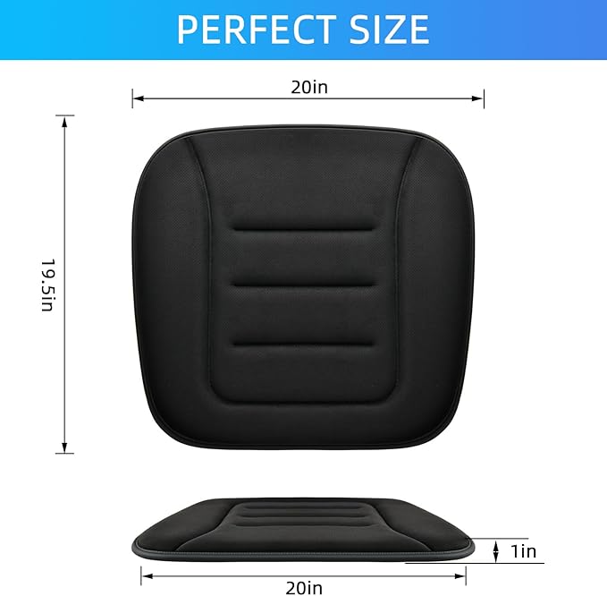 KAYI Car Seat Cushion, Memory Foam Car Seat Cushion, Anti Slip Rubber Bottom Car Seat Cushions for Driving, Suitable for Car and Office Chairs (2 Pack, Black)
