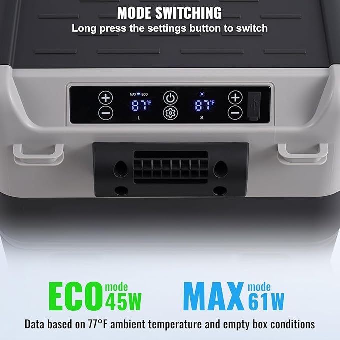VEVOR Portable Car Refrigerator, 12 Volt Car Refrigerator Fridge, 50Liter(52.8qt) Dual Zone Portable Freezer, -4℉-68℉ Adjustable Temperature, Compressor Cooler for Home, Outdoor, Camping, RV, Car
