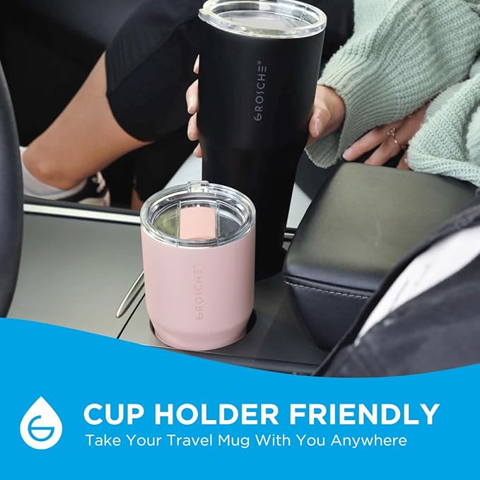 GROSCHE Yukon 30 oz Insulated Coffee Mug with Lid - Durable Travel Mug, Stainless Steel Tumblers, Vacuum Insulated Coffee Tumbler for Hot or Cold Beverages - BLACK