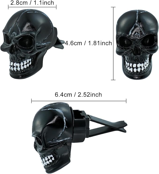 Skull Car Air Fresheners Cute Cool Funny Air Conditioning Vent Perfume Diffuser Decoration Interior Car Accessories 2 pcs