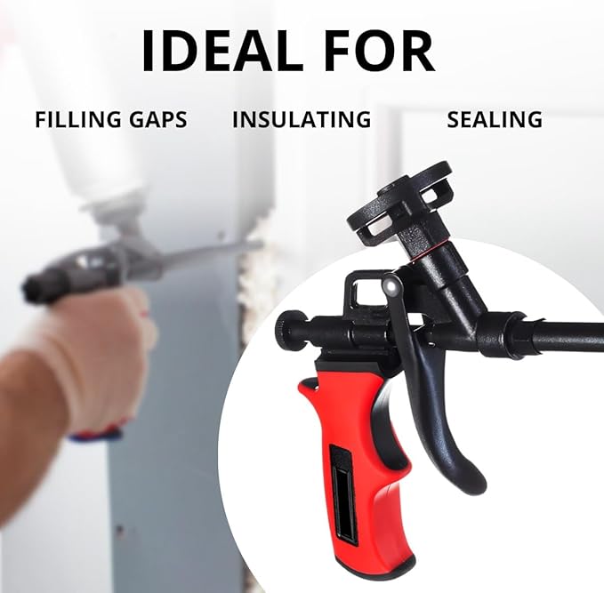 Pack of 4 Spray Expanding Foam Gun - Red Foam Dispensing Gun Long Foam Adhesive Gun Dispenser for Filling Sealing and Insulating Small Gaps