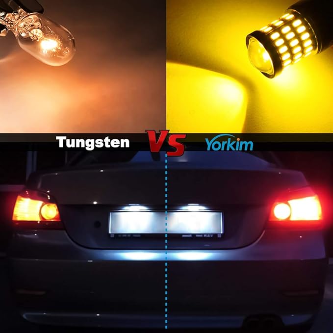 Yorkim 3157 LED Bulb Amber, Turn Signal Bulb Yellow, Bright 3156 3457A 4057 4157 LED Light for Front Rear Turn Signal Light Blinker DRL Marker Parking Lights, Pack of 2