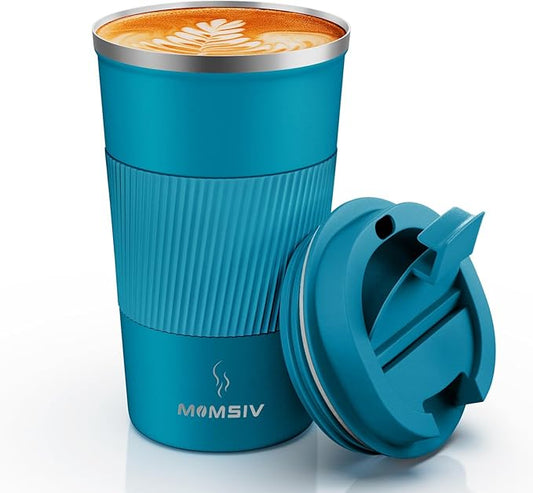 MOMSIV 17oz Travel Mug, Insulated Coffee Cup with Leakproof Lid, Vacuum Stainless Steel Double Walled Reusable Tumbler for Hot and Cold Water Coffee and Tea In Travel and Car