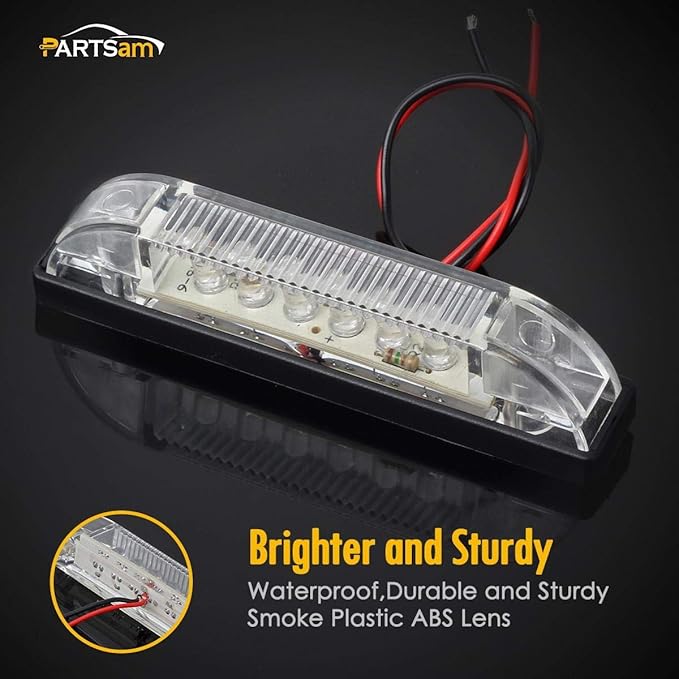 Partsam 4" Ultra-Thin-Line White 9 LED Utility Light Bar, Sealed Clear Lens Marine Boat Lights, Trailer Car RV Camper Car Pickup Dome Lighs, Marker Lights, Under Hood Lights
