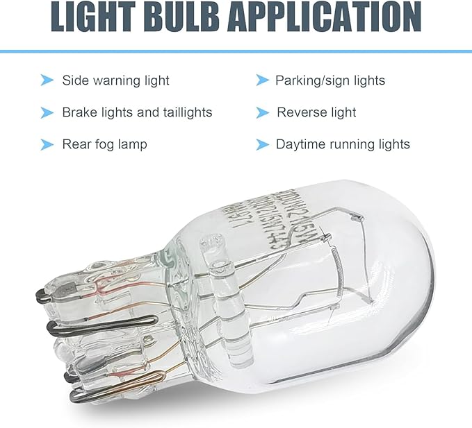 10 PCS Car T20 1891/7443 Brake Bulb, Waterproof Lamp Housing Double Filament Bulb, Miniature Light Reverse, Parking, Tail Light, Plug and Play, Replacement for Cars, Trucks, SUVs (White)