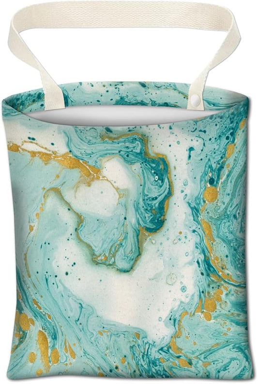 Cute Car Trash Can, Hanging Car Organizer, 5L Green Gold Marble
