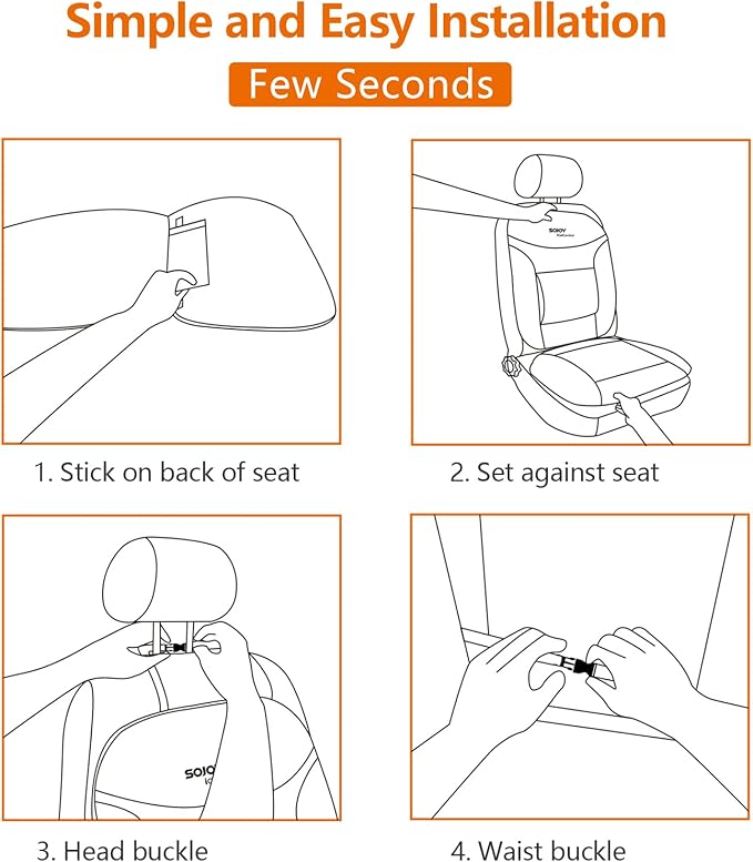 Sojoy Truck Seat Cushion with Firm Lumbar Support,Gel Seat Cushion with Upper Lower Back Support Pillow for Office,Car,Truck, Pain Relief Coccyx Seat Cushion