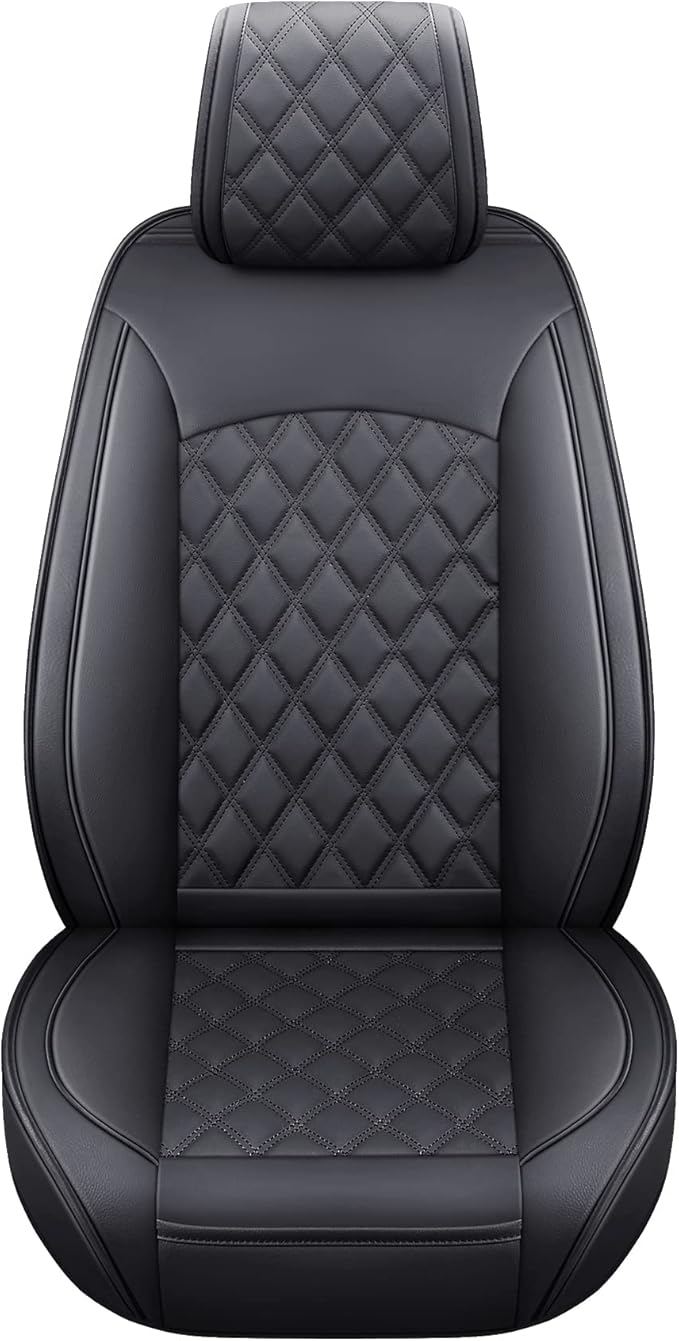 Aierxuan Toyota Tacoma Seat Covers Custom Fit 2005-2025 TRD Pro Magnetic Gray Limited SX Package Double Cab Pickup Truck Waterproof Leather Front Car Cushions(2 PCS Front, Black)