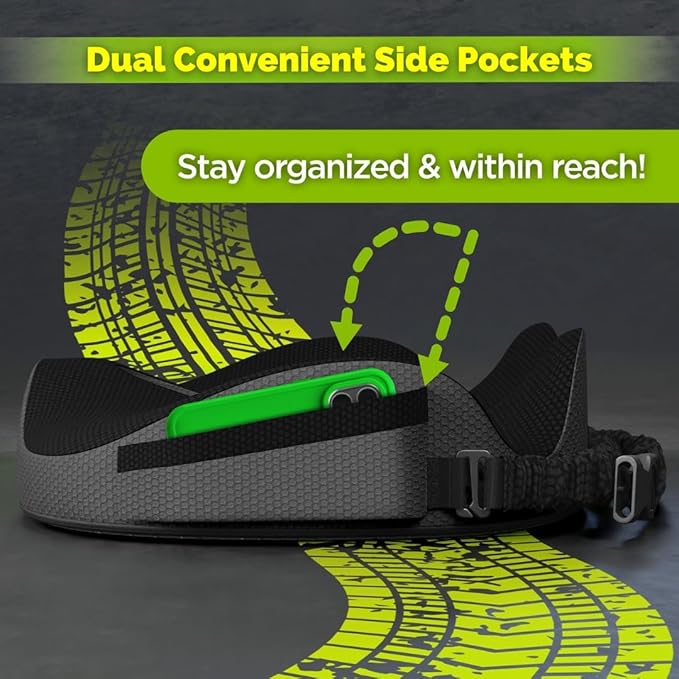 Large Truck Seat Cushion for Truck Driver Seat Cushion - Upgraded Back Support, CertiPUR-USยฎ Certified - Thick Memory Foam, Pain Relief for Hours of Driving, Trucker Approved Big Rig - Black