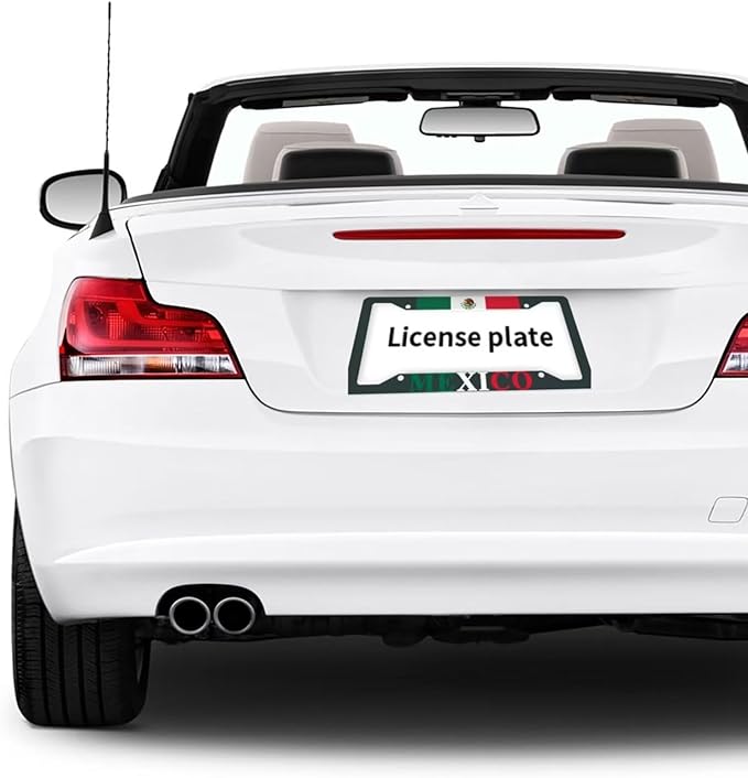 Mexican Flag License Plate Frames Personalized Flag Decoration Car Tags Aluminum Metal License Plate Covers Customized Mexican Flag License Plate Holders for Men and Women with Screw Nut(2Pcs)