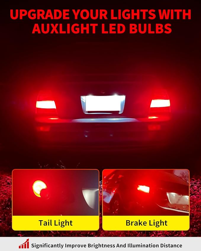 AUXLIGHT 1156 LED Bulbs 54-SMD 300% Super Bright BA15S 7506 1141 1003 LED Light Replacement for Car Brake Tail Signal Parking Lights & RV Camper Trailer Interior Lights, Brilliant Red(Pack of 6)