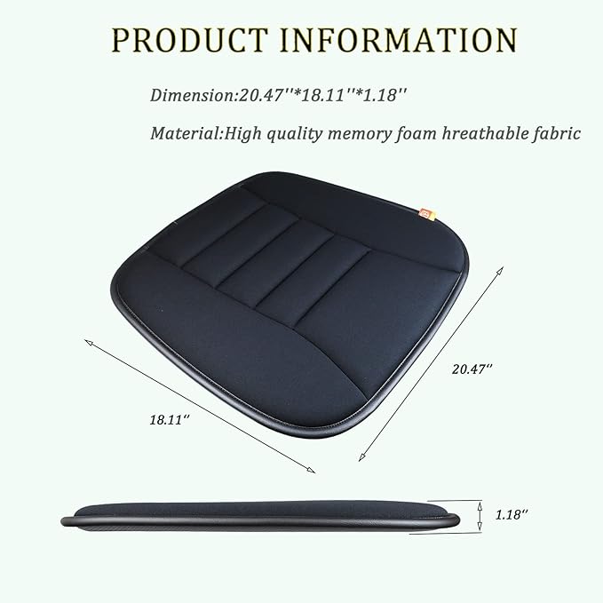 Car Seat Cushion Pad for Driving Seat Cushions for Office Chairs/Truck Memory Foam Seat Cushion Comfortable and Durable Black