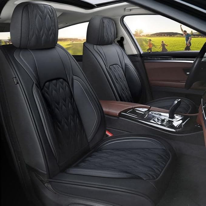 Seat Covers Full Set Fit for Nissan Frontier 2009-2023 2024 2025 Leather Seat Covers for Car - Automotive Seat Protectors Cushion Waterproof (5 Seats,Black)