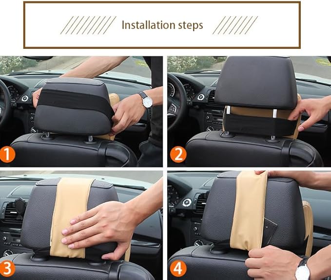 Memory Foam Car Headrest Pillow - Ergonomic Neck Support Cushion for Drivers & Passengers - Breathable Mesh Cover for Long Drives, Travel, Commuting (Black, 1-Pack)