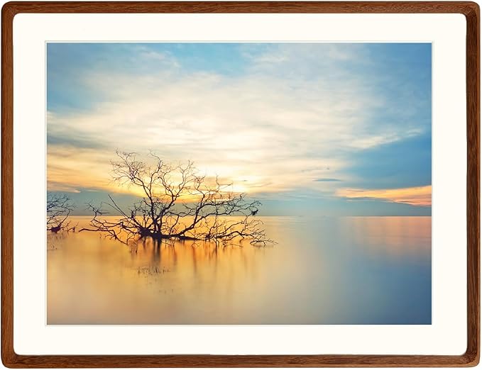 Natural Wood Photo Frames Inspired Tabletop Picture Frame with Mat, Vertical or Horizontal Display (Walnut, 14x17 matted to 11x14)
