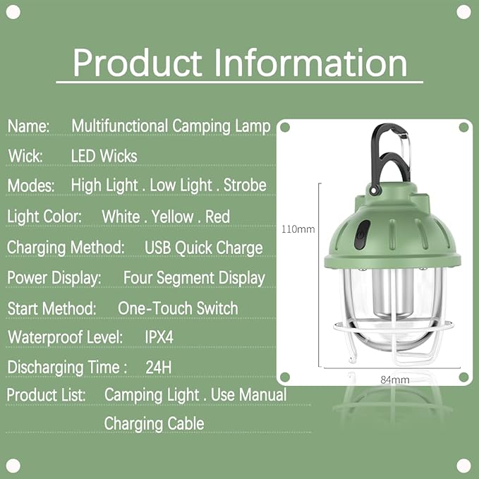 Camping Light,LED Tent Lanterns, Rechargeable Light IPX4 Waterproof Lights,3 Color 7 Light Modes Survival Lanterns Emergency Lamp for Camping Picnic Hiking Fishing Workshop Home Garden Decoration