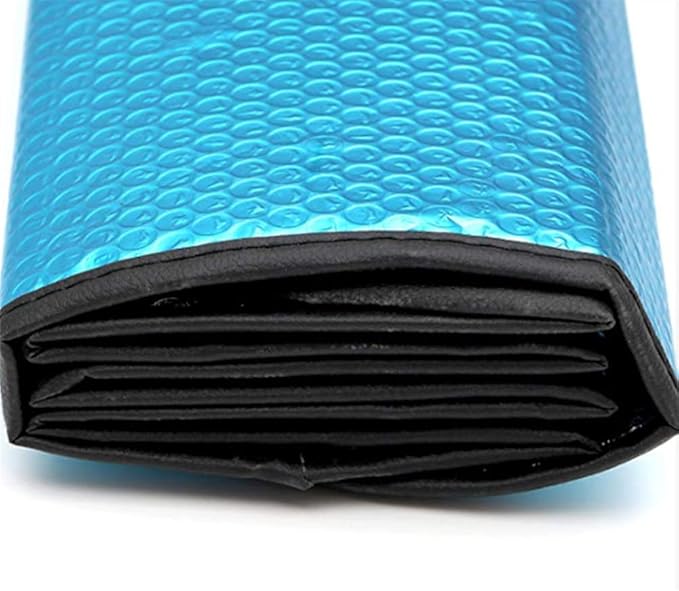 Car Windshield Sunshade-Thicken 5-Layer Bubble Block Heat and Sun UV Rays,Front Windshield Sun Shade,Sun Visor for Car- Keeps Your Vehicle Cool - 58 x 27.5 Inch (Blue)