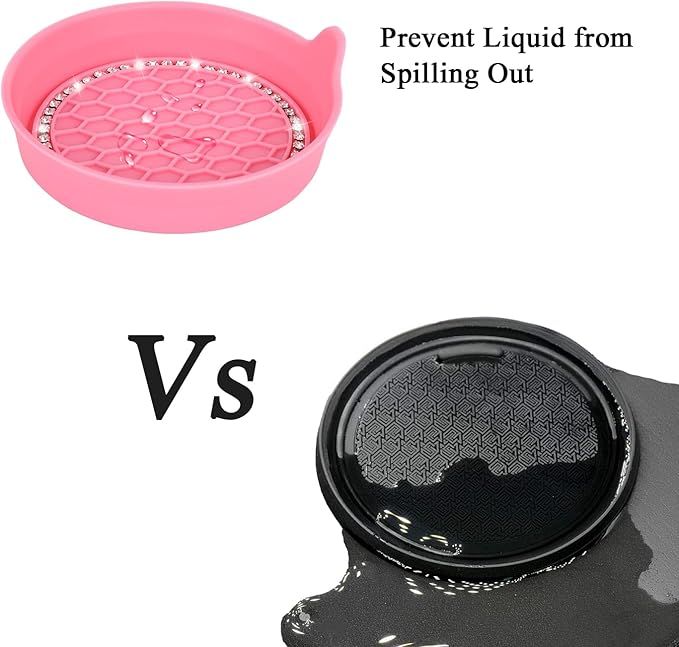 Amooca Car Cup Coaster Universal Non-Slip Cup Holders Bling Crystal Rhinestone Car Interior Accessories 4 Pack Peach Pink