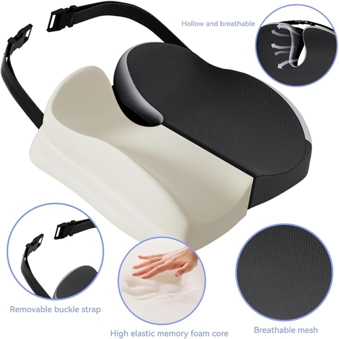 Seat Cushions for Office Chairs Wheelchair Cushion for Long Sitting Back Pain,Memory Foam Seat Car Computer Desk Chair Cushion,Coccyx Cushion for Tailbone Pain Relief Cushion Office Chair Butt Pillow
