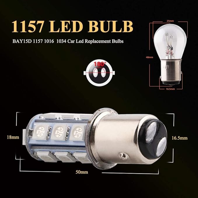 YM E-Bright 1157 Led Bulb, BAY15D 1034 2057 2357 7528 Bulb for RV Camper SUV MPV Car Led Side Marker Lights Reverse Lights Brake Light Bulb,18SMD 5050Chips DC-12V, Green (Pack of 4)