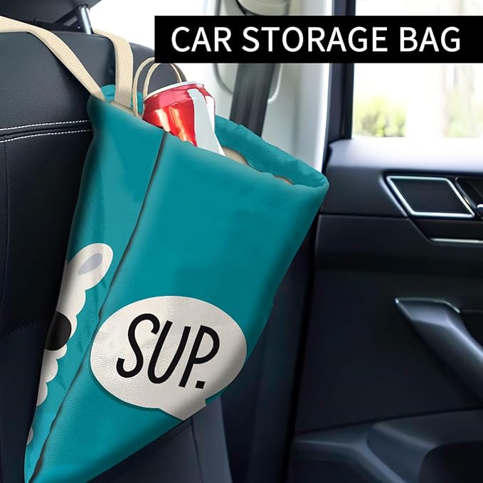Cute Car Trash Bag, Hanging Car Organizer, 5L Capacity, Turquoise