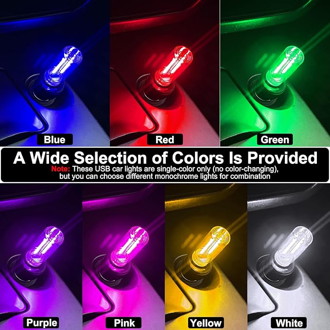2 PCS Car USB Night Light Bulb, Touch Dimmable Car Interior Ambient Lights, Portable Mini USB Retro Glass Bottle Lamp Decorations for Vehicle, Bedroom, Hallway, Camping (Purple)
