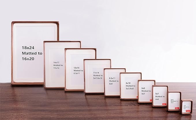 Natural Wood Photo Frames Inspired Tabletop Picture Frame with Mat, Vertical or Horizontal Display (Walnut, 3x4 matted to 2x3)