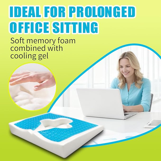 Gel Wheelchair Seat Cushion,Bed Sore Cushions for Butt,Relieve Sciatica,Coccyx,Pressure Sore and Ulcer Pain Relief Pillow,Cushion for Office Chairs,Removable&Washable Cover.(Elevated Set Black)